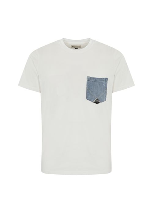 T-shirt Pocket in jersey Bianco con tasca denim Roy Roger's | RRU90171CA16XXXXC0014